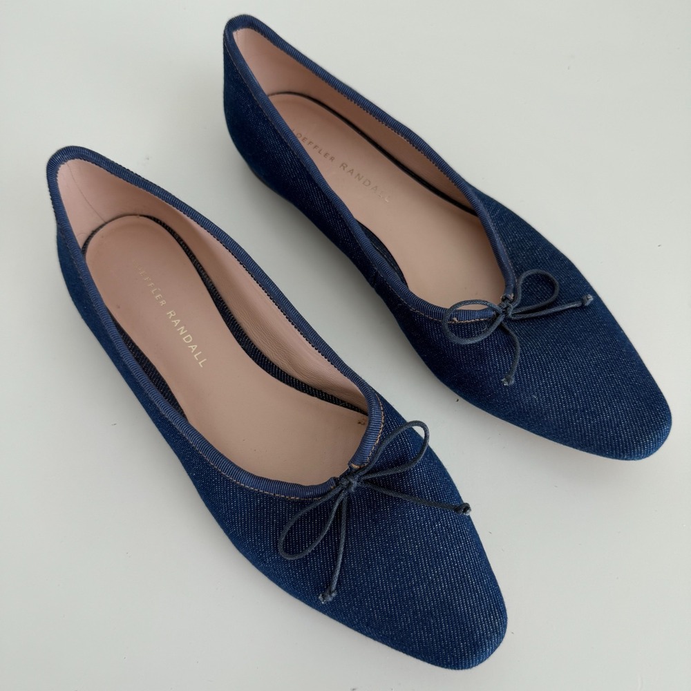 Loeffler Randall Ballet Flat Womens 7.5 B Blue Denim Georgie Minimalist Luxury